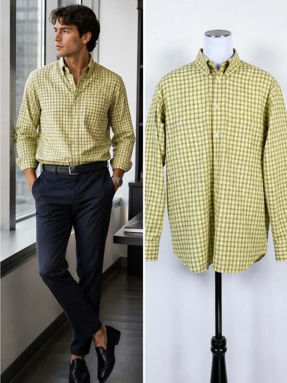 Vintage Ermenegildo Zegna Made in Italy Plaid Button Down Shirt Sz M 💛